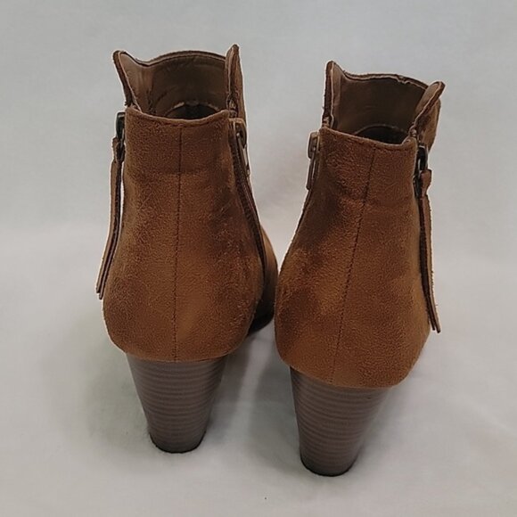 JustFab Brown Ankle Boots Size 8.5 Double Zipper - Picture 7 of 9